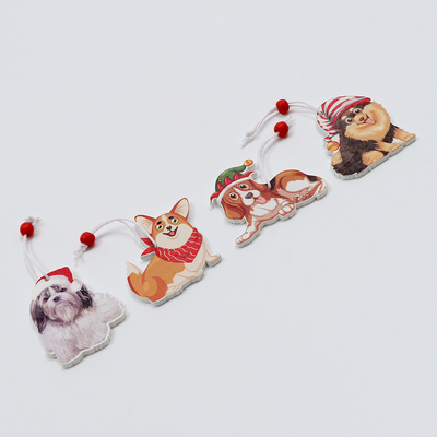 Елочные игрушки в деревянной подарочной упаковке, 12 шт., 13×13×2 см