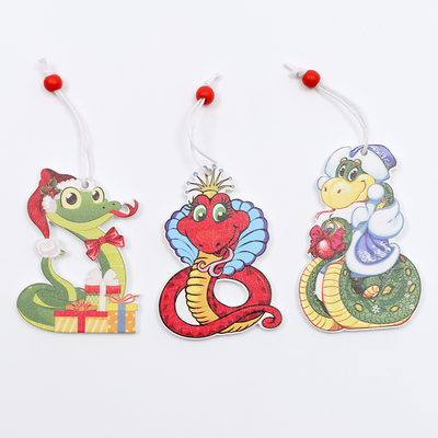 Елочные игрушки в деревянной подарочной упаковке, 9 шт.