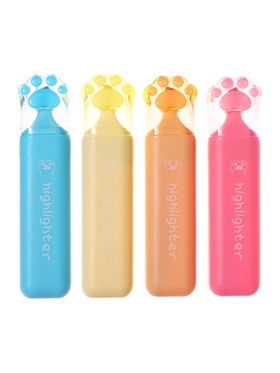 Набор маркеров текстовыделителей «Лапки», 4 штуки, 4 цвета, в блистере