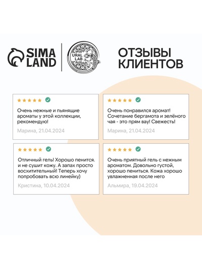 Гель для душа, аромат бергамота и зеленого чая, 300 мл, URAL LAB