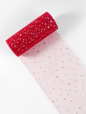 Фатин с блёстками, 15 см, 23 ± 1 м, 11 ± 1 г/м², цвет красный №17