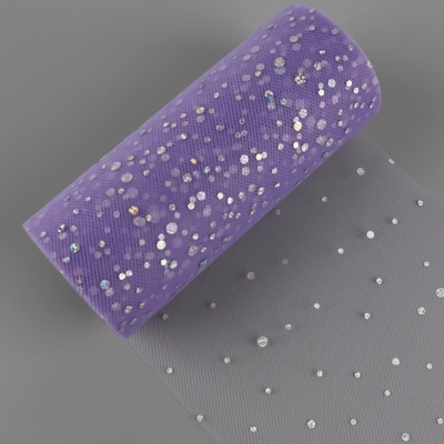 Фатин с блёстками, 15 см, 23±1 м, 11±1 г/м², сиреневый №25