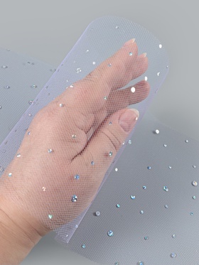 Фатин с блёстками, 15 см, 23±1 м, 11±1 г/м², сиреневый №25