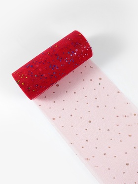 Фатин с разноцветными блёстками, 15 см, 23 ± 1 м, 11 ± 1 г/м², цвет красный №17