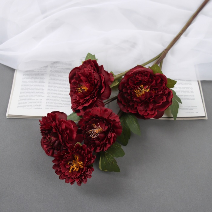 Цветы искусственные «Эустома Розанна», h=70 см, бордовые - Фото 1