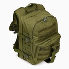 Рюкзак тактический туристический Storm tactic, 40 л, с карманами, однотонный, оливковый - Фото 4