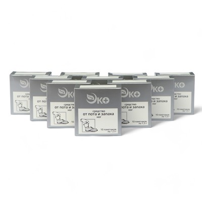 Средство от пота и запаха ног Экотекс, 10 пакетиков по 1.5 г, 10 наборов