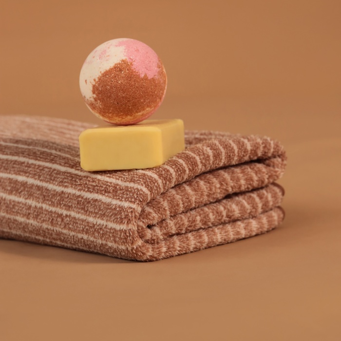 Полотенце банное «Этель. Линии», 70×140 см, коричневое - Фото 1