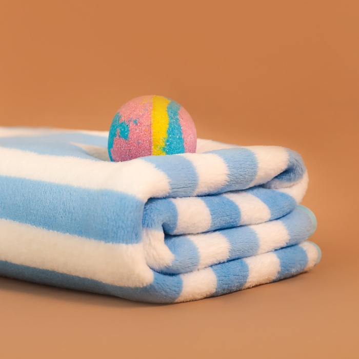 Полотенце банное «Этель. Полосы», 70×140 см, голубое - Фото 1