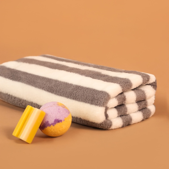 Полотенце банное «Этель. Полосы», 70×140 см, серое - Фото 1