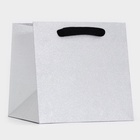 Пакет для торта и коробок, с широким дном, серебро с глиттером, 20×20×20 см - Фото 2