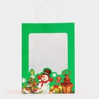 Пакет подарочный новогодний крафт, с окном «Снеговик» 26×35×16 см 10551242