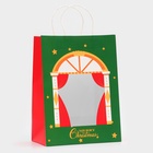 Пакет подарочный новогодний крафт с окном «Театр» 26×35×16 см - Фото 3