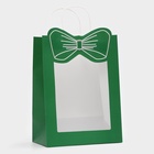 Пакет подарочный новогодний с оком «Бант», 26×35×15 см - фото 118986562