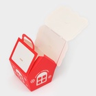 Коробка складная Новогодняя «Домик» красная 8.5×8.5×10 см - Фото 4