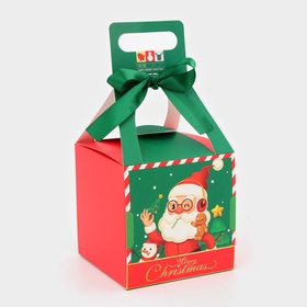 Подарочная новогодняя коробка, складная «Дед Мороз», 10?10?20.5 см (комплект 10 шт)
