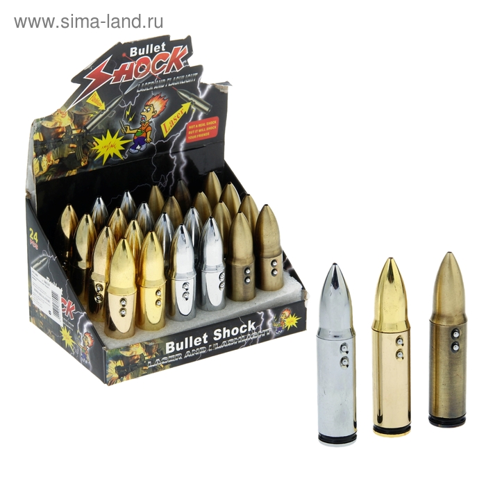 Прикол шокер "Патрон" с фонариком, цвета МИКС - Фото 1