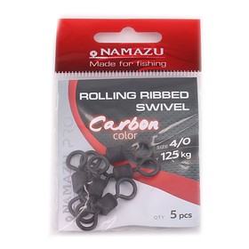 Вертлюг Namazu Pro ROLLING RIBBED SWIVEL, латунь, Carbon, test-125 кг, упаковка 5 шт. 10694662