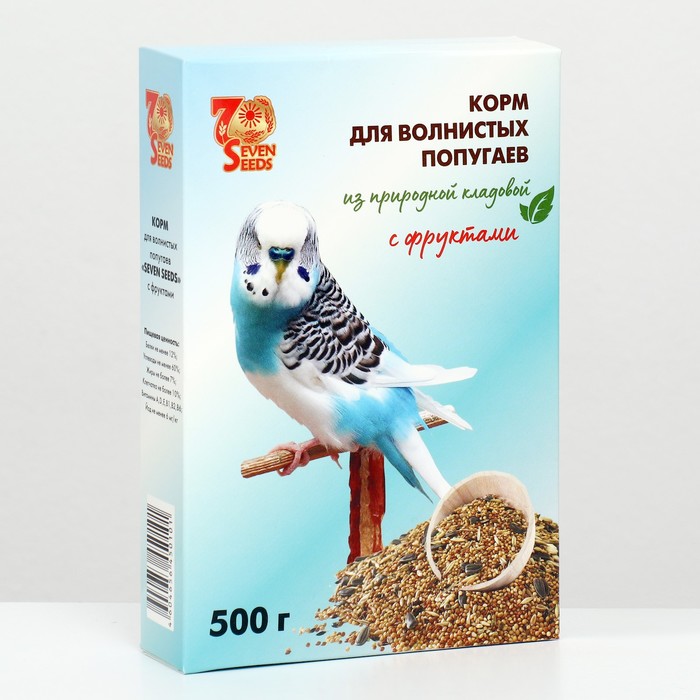 Корм Seven Seeds для волнистых попугаев, с фруктами, 500 г - Фото 1