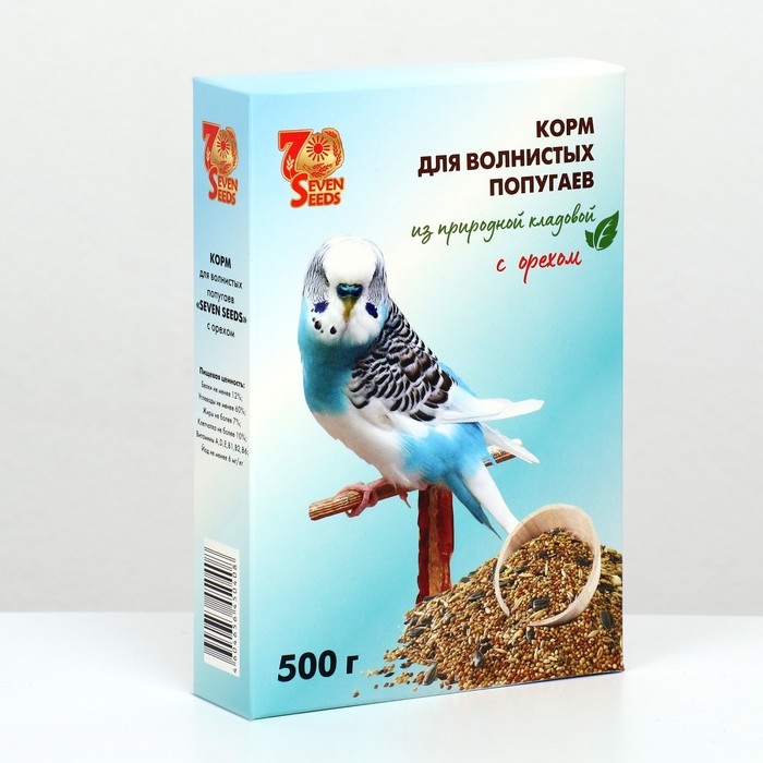 Корм Seven Seeds для волнистых попугаев, с орехами, 500 г - Фото 1