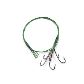 Поводок стальной NAMAZU Leader 1х7 Coated Green, d=0,33 мм, L=30 см, с живцовым крючком 10694902