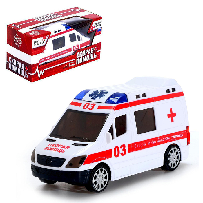 Машина «Скорая помощь», русская озвучка, световые и звуковые эффекты, работает от батареек - Фото 1