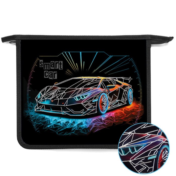 

Папка д/тетрадей А5 молния сверху пластик 205*240 ПТ 73-12 мал Smart car фольга 72735