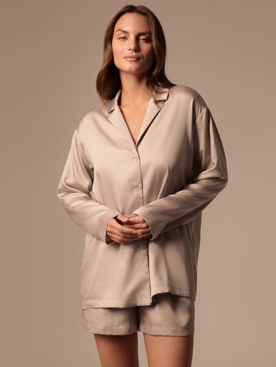 Пижама женская (рубашка, шорты) SL HOME Tensel Home, размер 40-42, серая