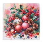 Новогодние салфетки бумажные GrandPero Deluxe «Этюд», 3 слоя, 33х33 см, 20 шт - Фото 2