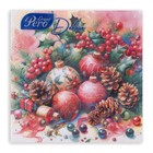 Новогодние салфетки бумажные GrandPero Deluxe «Этюд», 3 слоя, 33х33 см, 20 шт - Фото 3