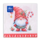 Салфетки новогодние бумажные Pero Prestige «Домовенок», 3 слоя, 33×33 см, 20 шт. - Фото 2