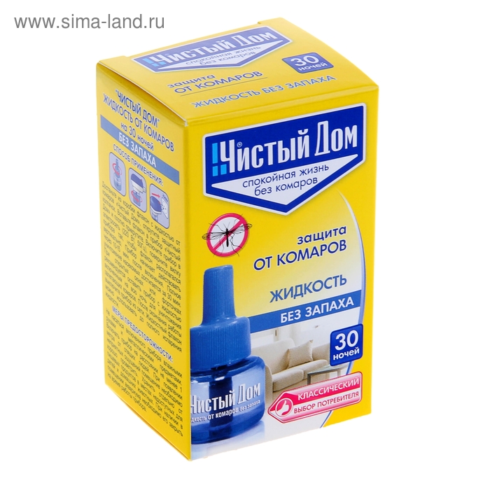 Дополнительный флакон-жидкость от комаров «Чистый дом», без запаха, 30 ночей - Фото 1
