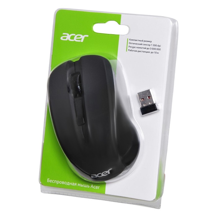 Мышь Acer OMR010 черный оптическая (1200dpi) беспроводная USB (3but) - фото 51664078