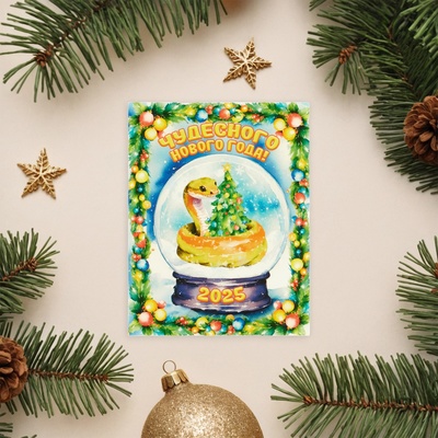 Мини-открытка новогодняя «Чудесного Нового Года!» символ года, 9×7 см