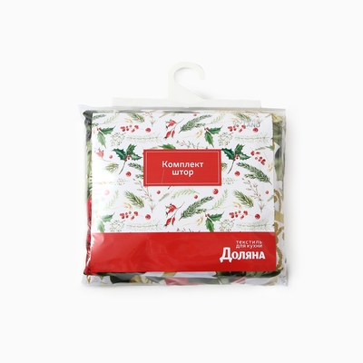 Комплект штор Доляна «Праздничные украшения» 145×180 см - 2штуки. с подхватами, 100% п/э, 140 г/м²