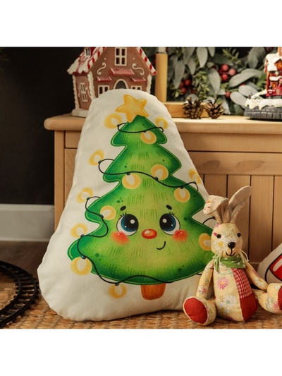 Подушка "Этель" "Милая ёлочка" 32х38 см, 100 п/э, велюр