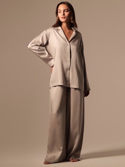 Пижама женская (рубашка, брюки) SL HOME Tensel Home, размер M, серая