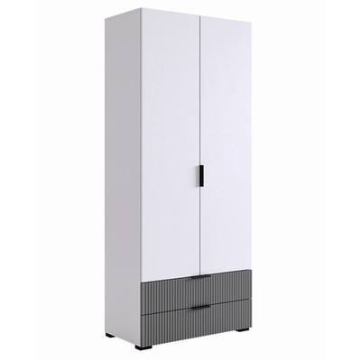 Шкаф прямой двухдверный «Зефир», 800×422×1900 мм, цвет белое дерево/серая эмаль