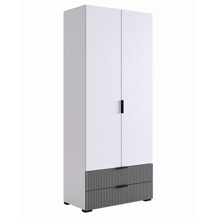 Шкаф прямой двухдверный «Зефир», 800×422×1900 мм, цвет белое дерево/серая эмаль - Фото 1