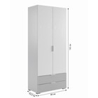 Шкаф прямой двухдверный «Зефир», 800×422×1900 мм, цвет белое дерево/серая эмаль - Фото 2