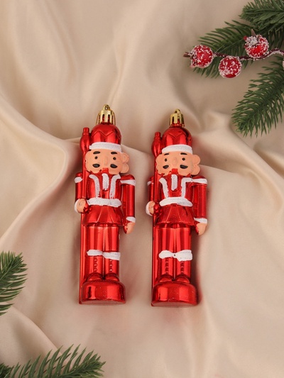 Ёлочные игрушки 2 шт. «Зимнее волшебство. Щелкунчик»,14×3 см, бело-красный