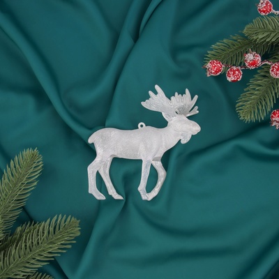 Ёлочная игрушка «Зимнее волшебство. Олень перелив», 12×11.5 см, белый