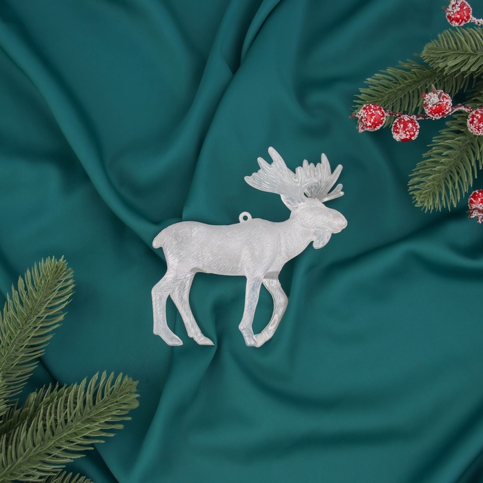 Ёлочная игрушка «Зимнее волшебство. Олень перелив», 12×11.5 см, белый - Фото 1