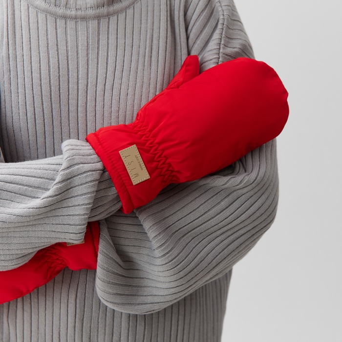 Варежки женские меховые MIST, размер 26 см, красные - Фото 1