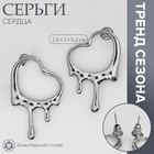 Серьги металл «Сердца» таяние, цвет серебро 10470734 - фото 4477775