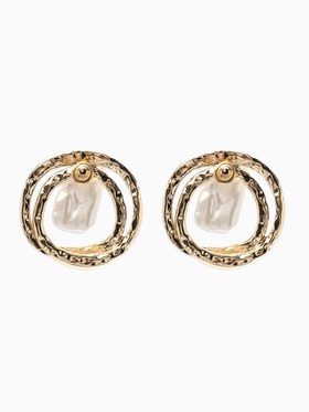 Серьги с жемчугом «Бусина» двойной круг, цвет золото  (артикул 10470744)  большой выбор товаров оптом и в розницу по низким ценам с доставкой