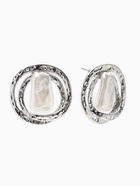 Серьги с жемчугом «Бусина», двойной круг, цвет серебро - Фото 1