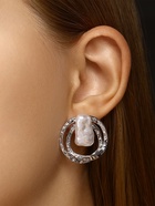 Серьги с жемчугом «Бусина», двойной круг, цвет серебро - Фото 2