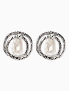 Серьги с жемчугом «Бусина», двойной круг, цвет серебро - Фото 3