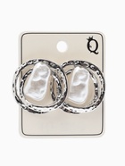 Серьги с жемчугом «Бусина», двойной круг, цвет серебро - Фото 4